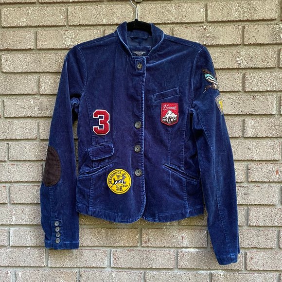AMERICAN EAGLE OUTFITTERS Blue Corduroy Elbow Patch Shacket Blazer Size S - Picture 10 of 10